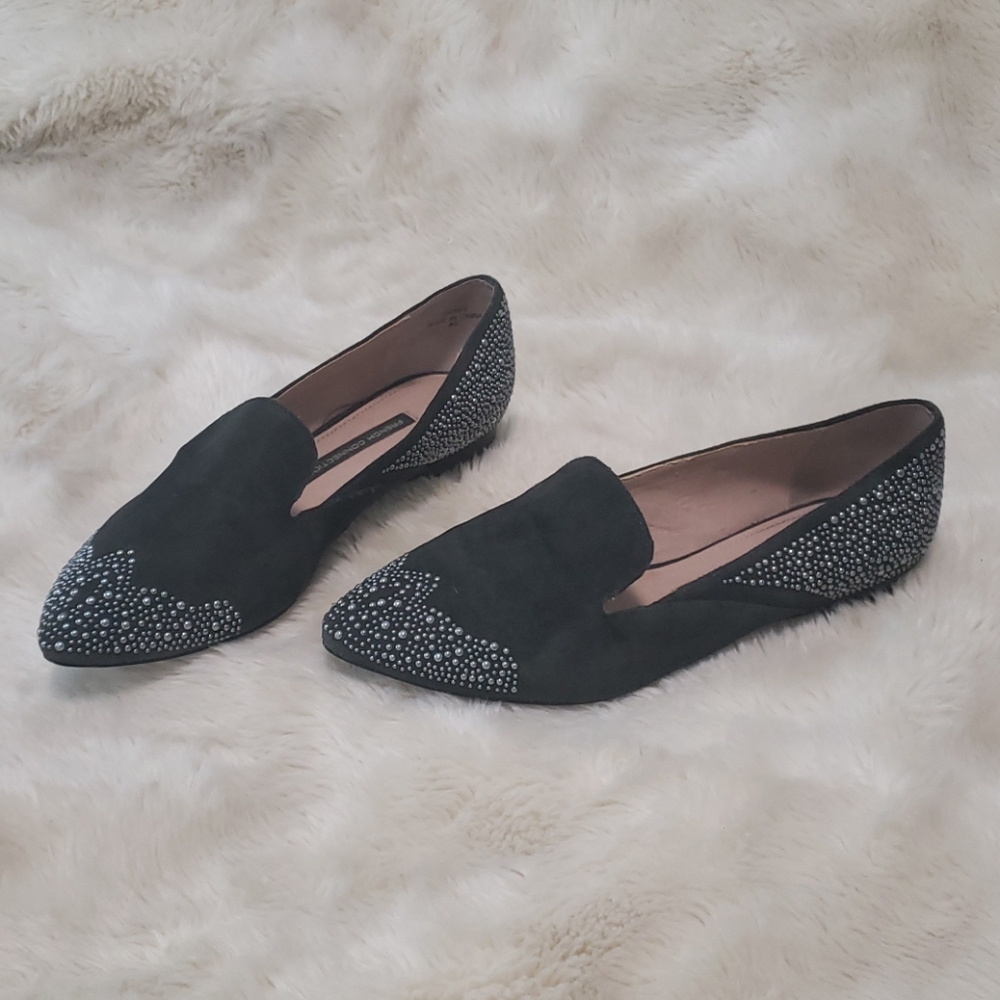 Studded black smoking slippers